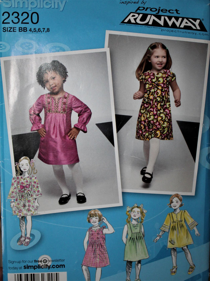 Simplicity 2320, Girls Dresses, Project Runway, Uncut Sewing Pattern