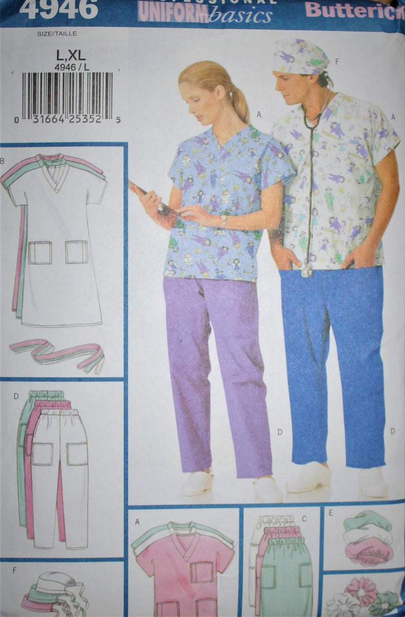 Butterick 4946, Mens, Womens Uniforms, Uncut Sewing Pattern