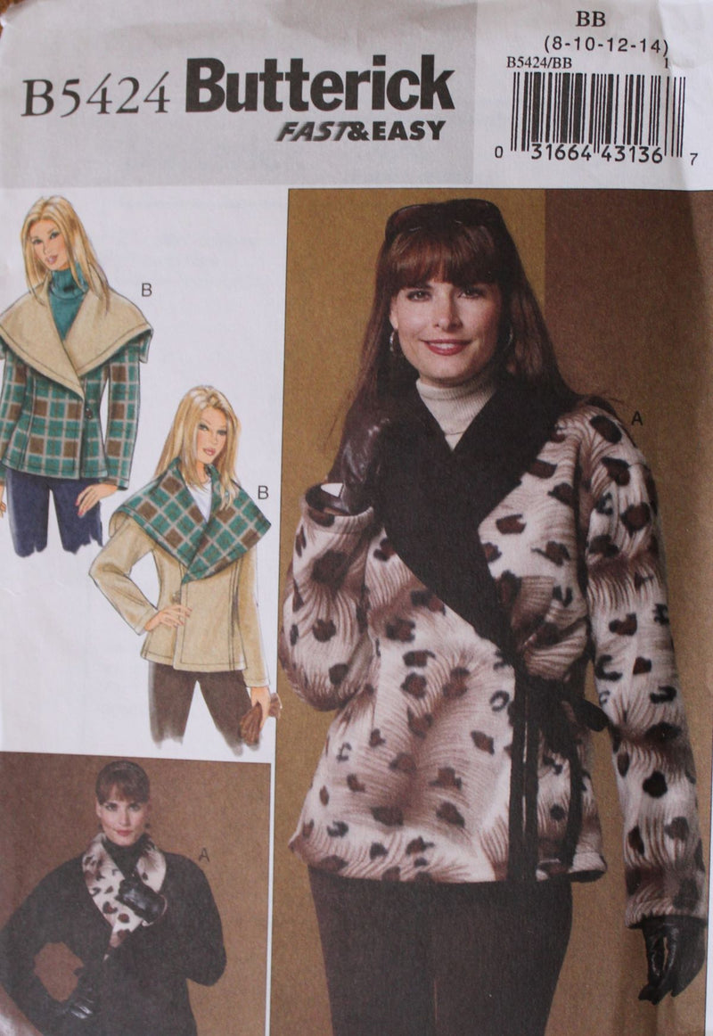 Butterick B5424, Misses Jackets, Reversible, Uncut Sewing Pattern