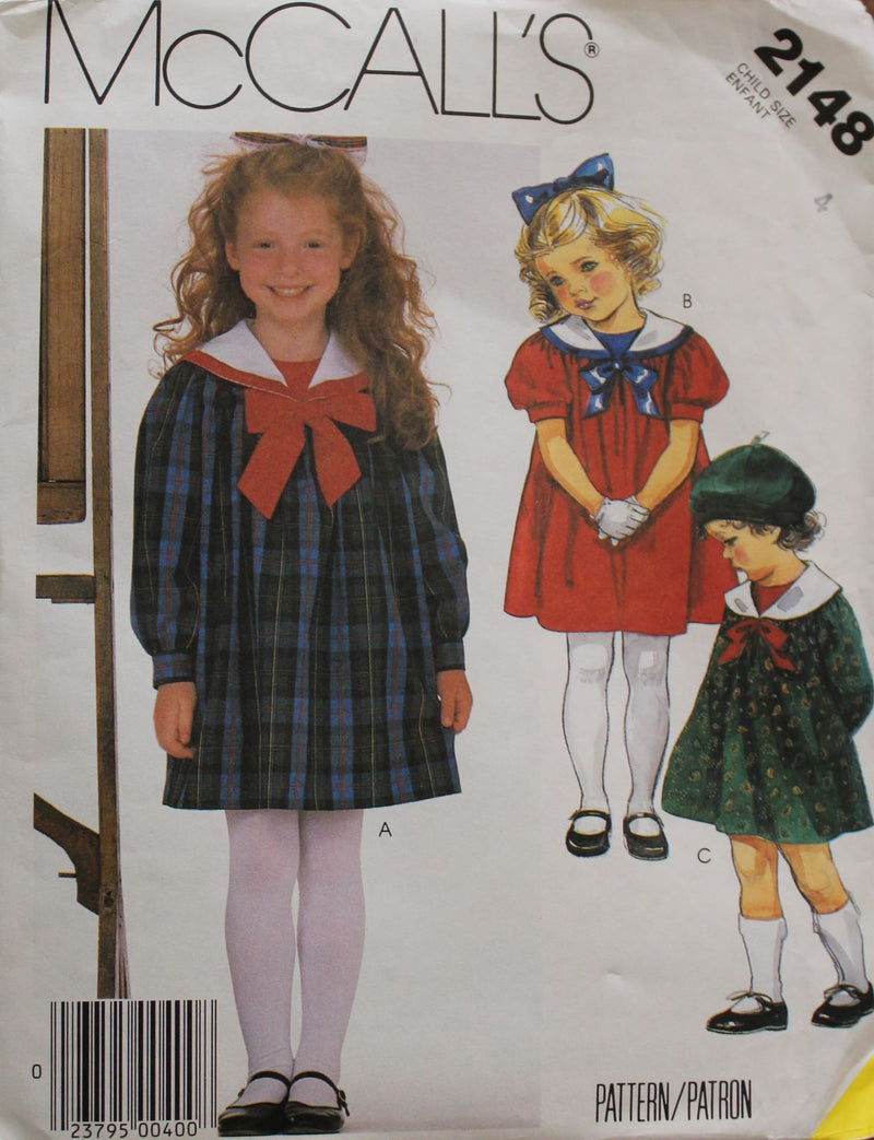 McCalls 2148, Girls Dresses,  Uncut Sewing Pattern