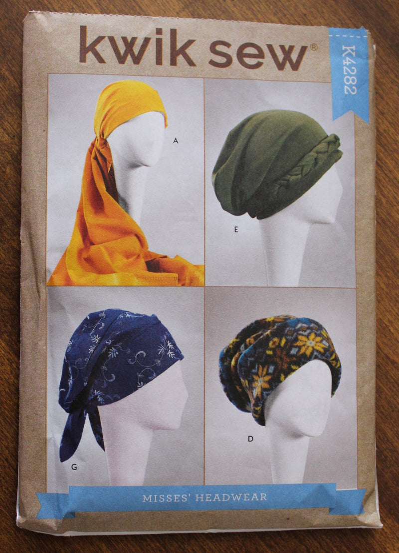 Kwik Sew K4282, Misses Headwear, Turbans, Hats,  Uncut Sewing Pattern
