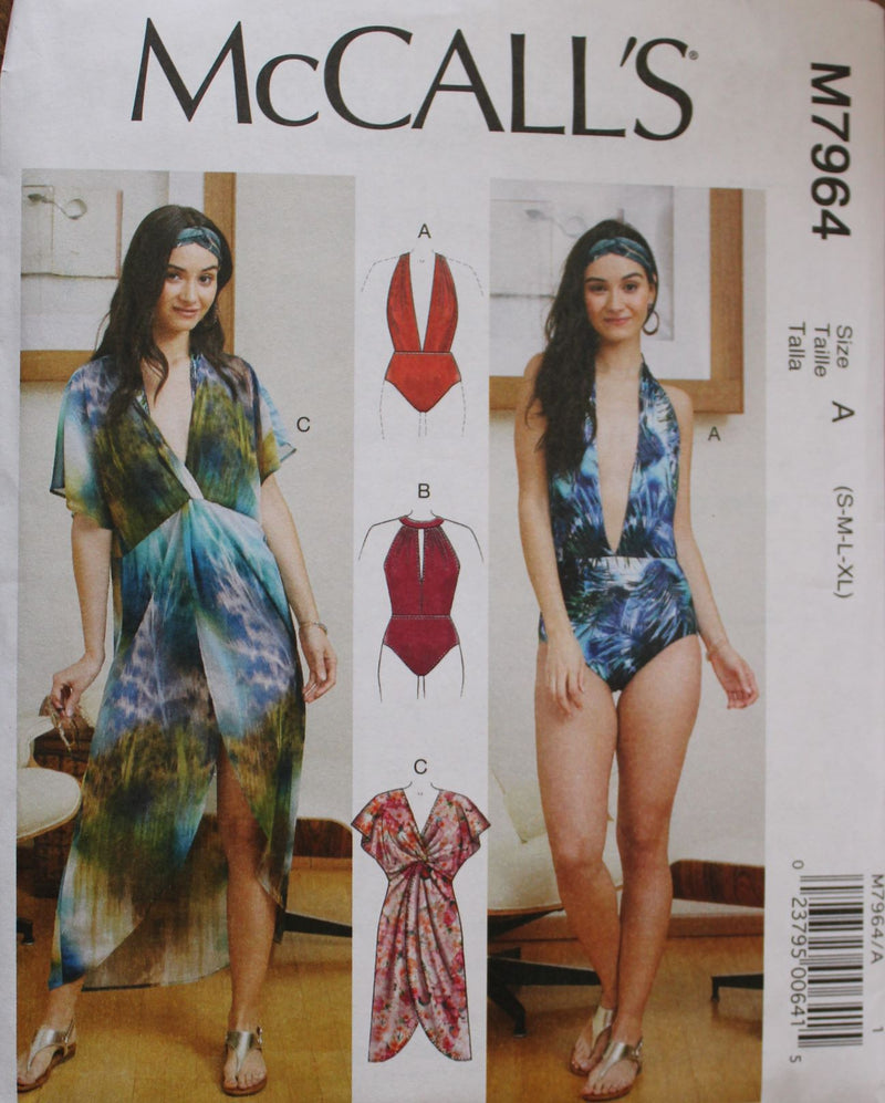 McCalls M7964, Misses Swimsuit and Cover-up, Uncut Sewing Pattern