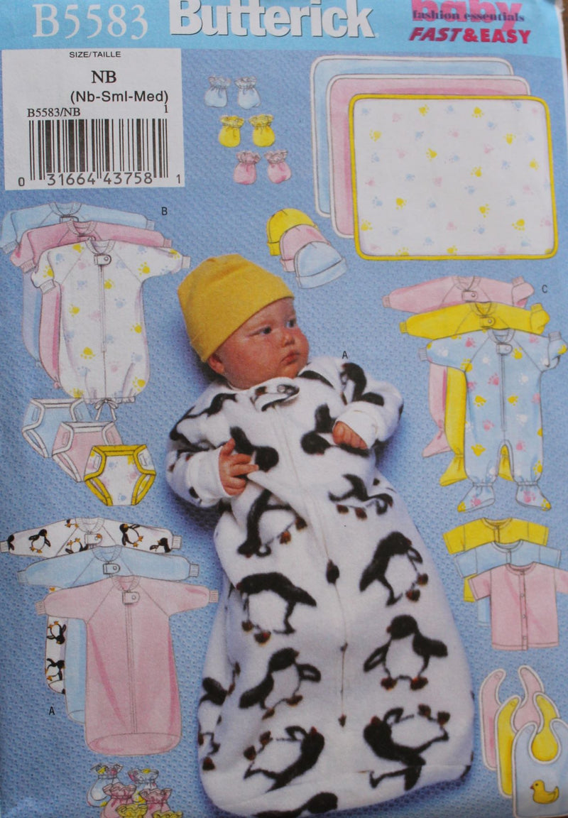 Butterick B5583, Baby Layette, Infant Clothing, Uncut Sewing Pattern