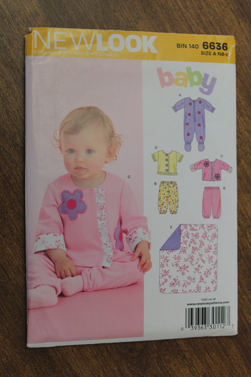 NewLook 6636, Infants Sleeper, Blanket, Pants, Tops, Uncut Sewing Pattern