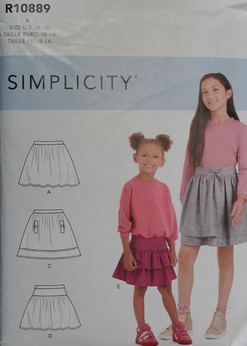 Simplicity R10889, Girls Skirts, Uncut Sewing Pattern