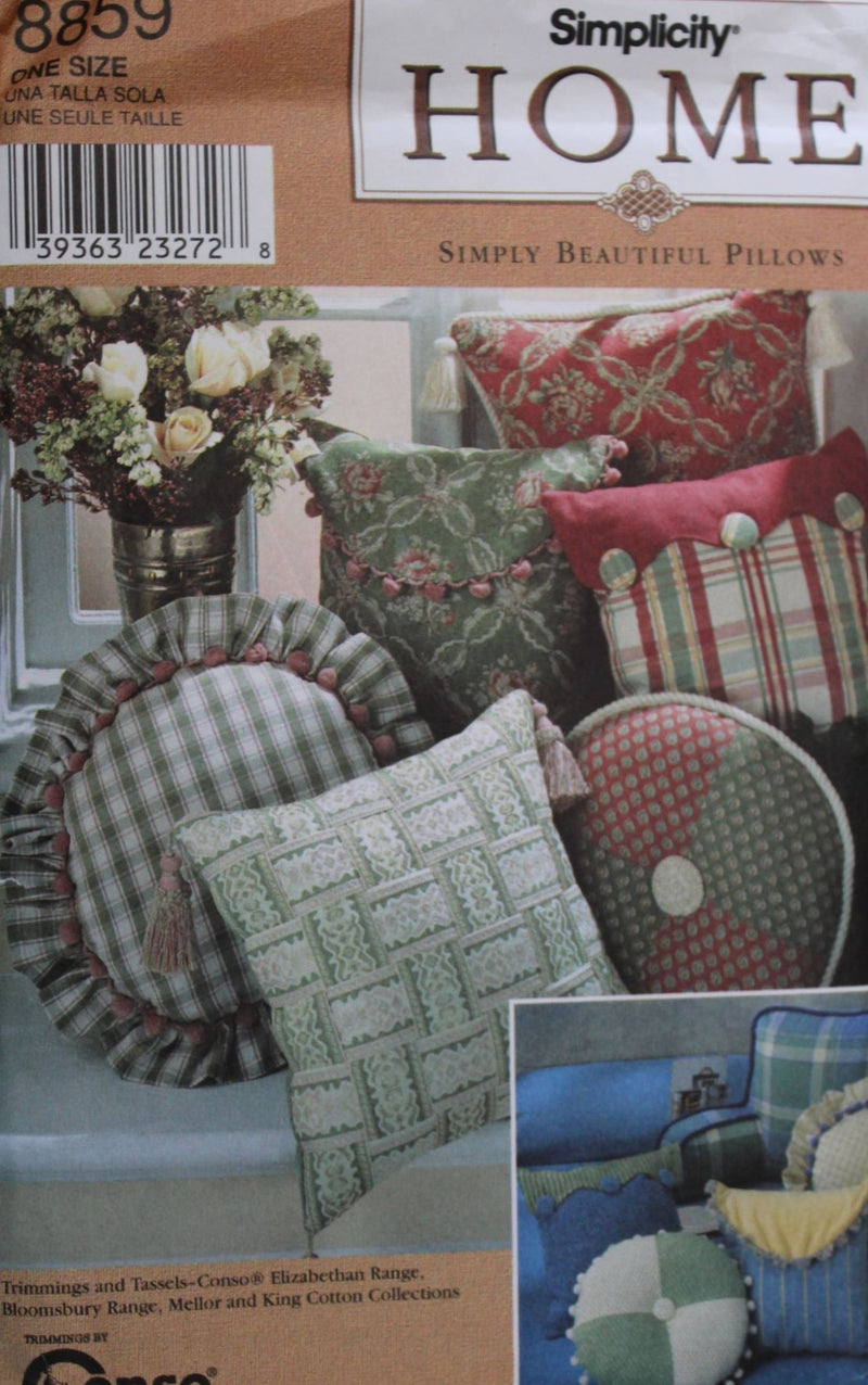 Simplicity 8859, Pillows, Home Decor, Uncut Sewing Pattern