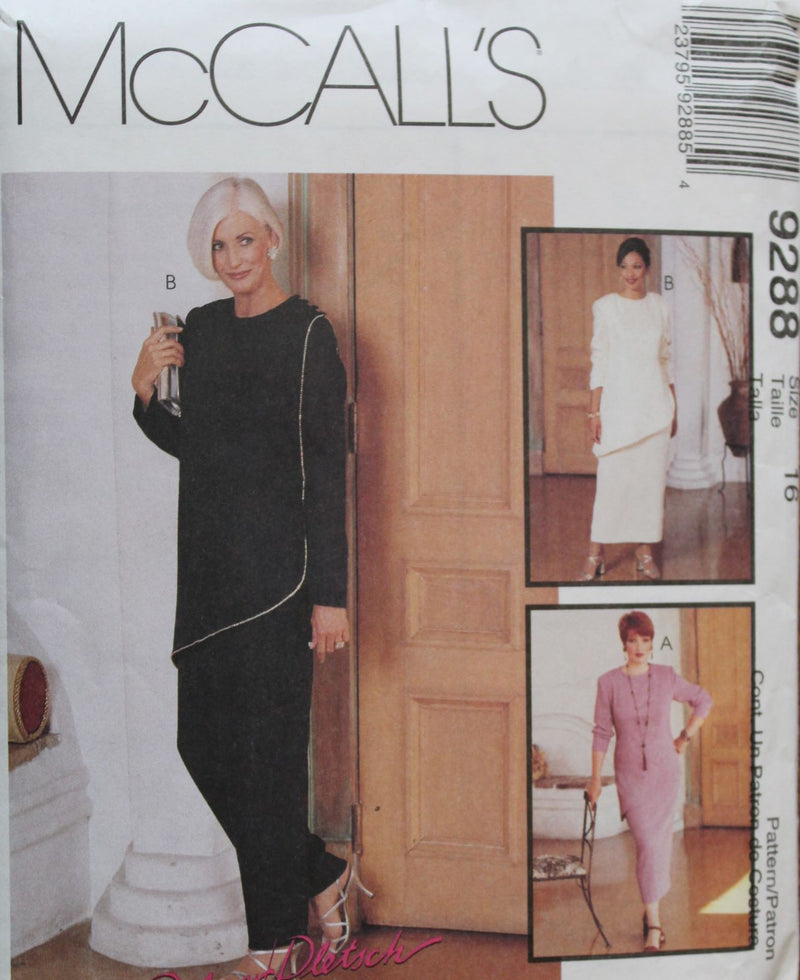McCalls 9288, Misses Tunic, Skirt, Pants, Evening Wear, Uncut Sewing Pattern