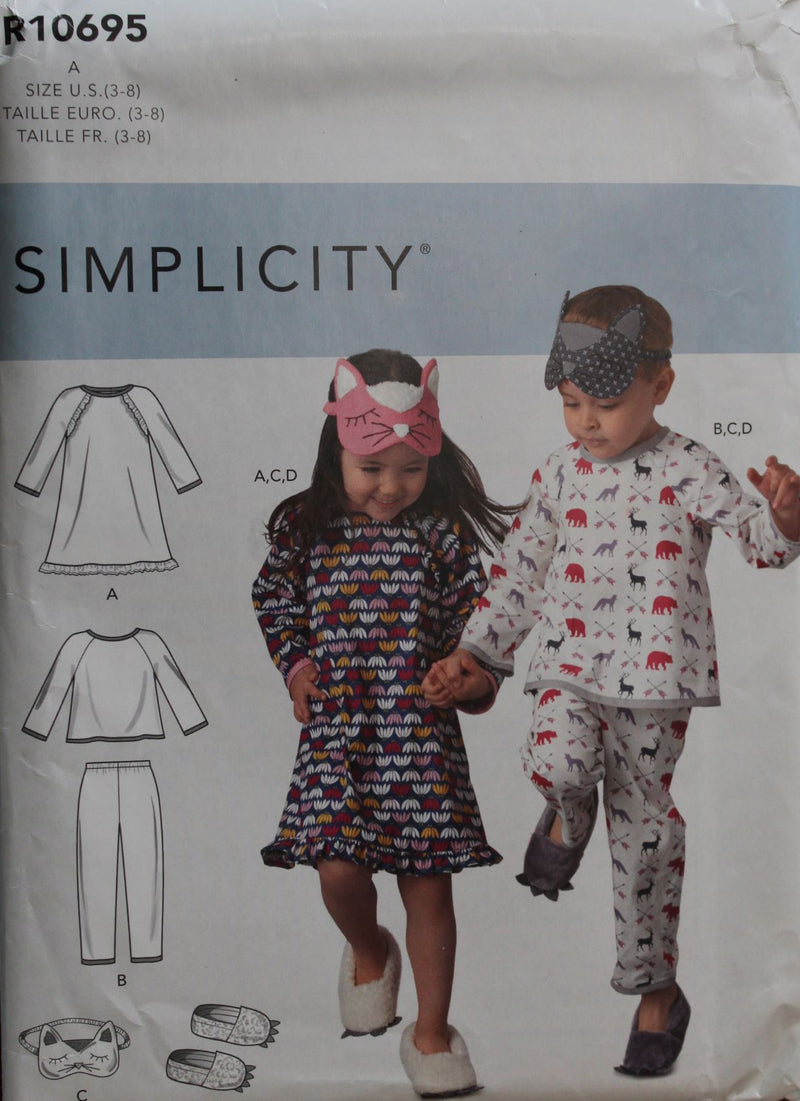 Simplicity R10695, Childrens Dress, Top, Pants, Slippers Uncut Sewing Pattern