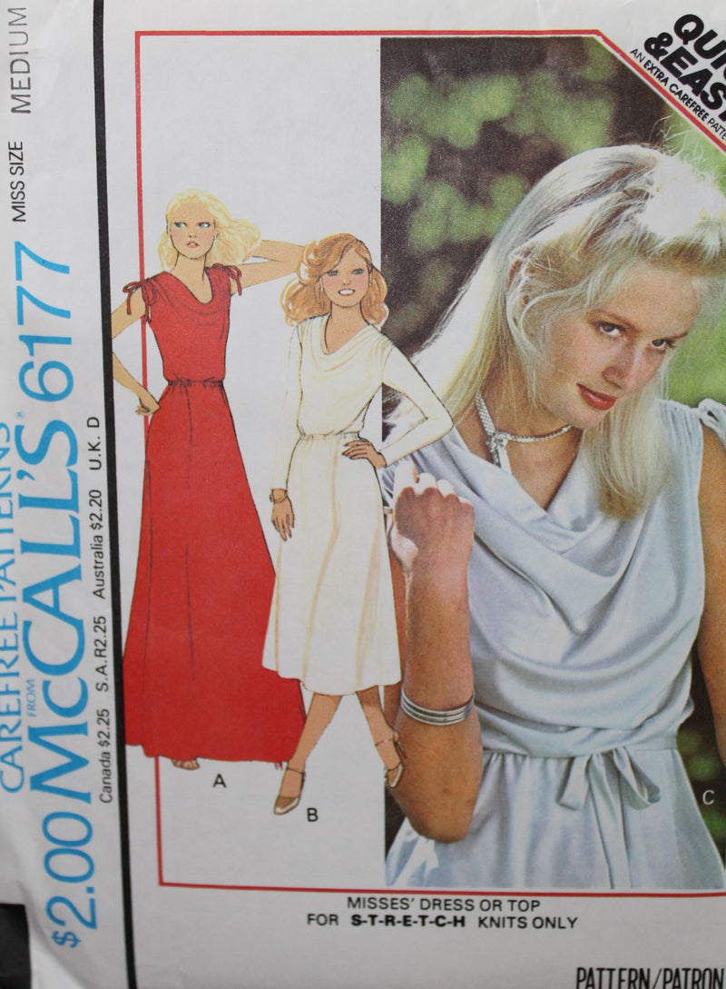 McCalls 6177, Misses Dresses or Tops, Uncut Sewing Pattern