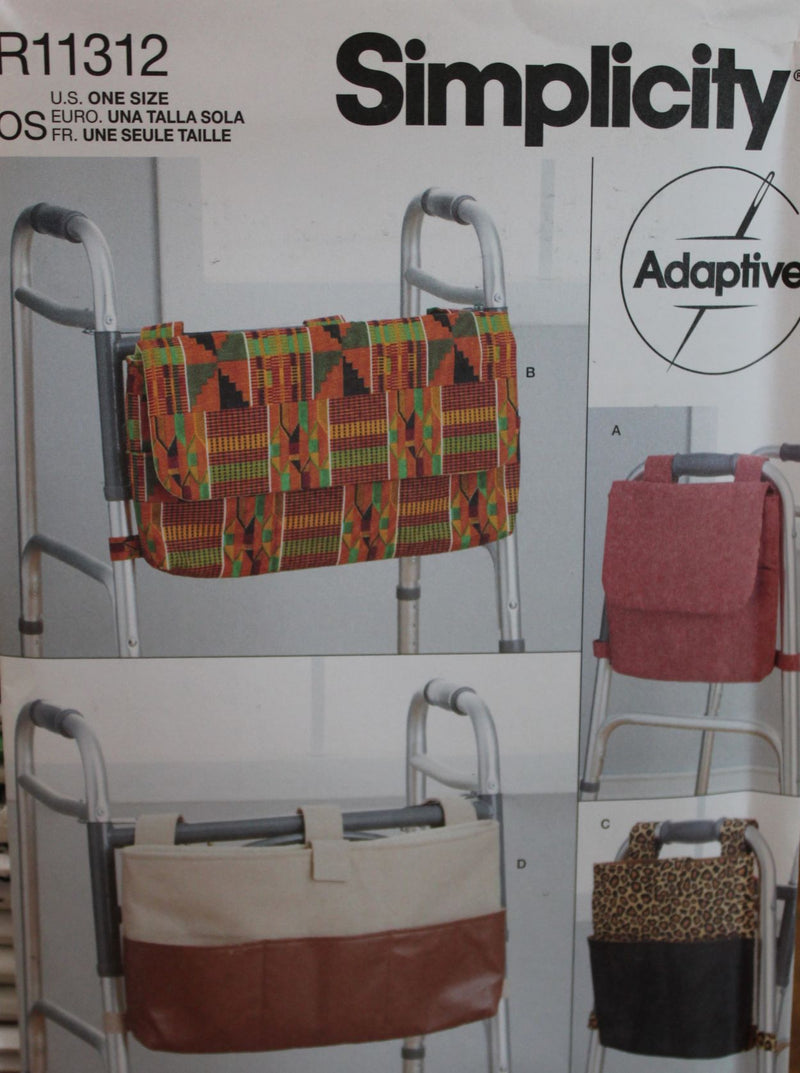 Simplicity R11312, Totes, Bags for Walkers, Adaptive Living, Seniors, Uncut Sewing Pattern