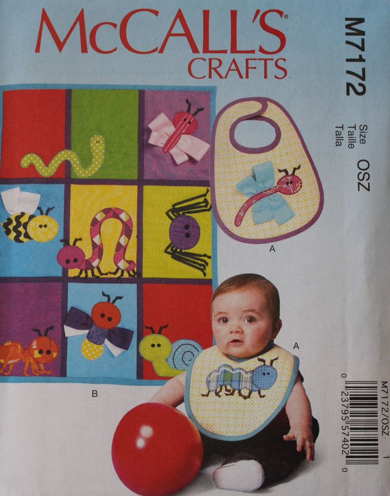 McCalls M7172, Infant Bibs, Quilt, Crafts, Uncut Sewing Pattern