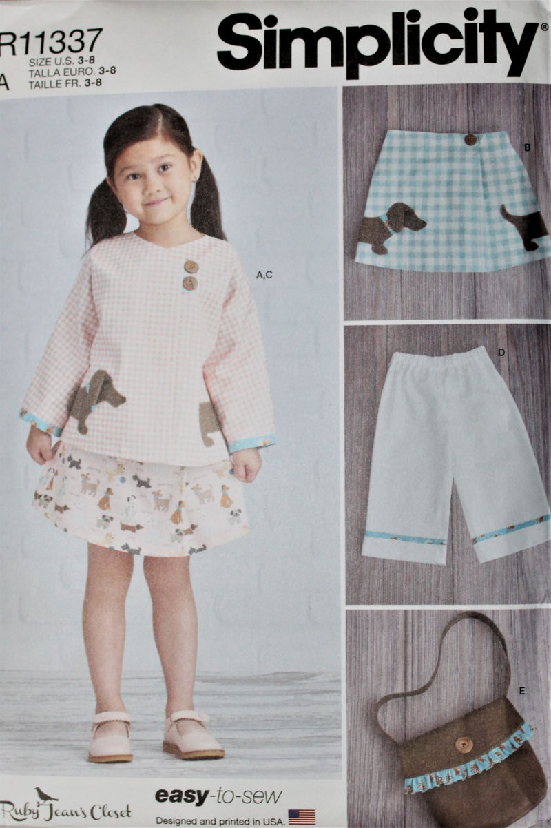 Simplicity R11337, Girls Jacket, Skirt, Pants, Purse, Uncut Sewing Pattern