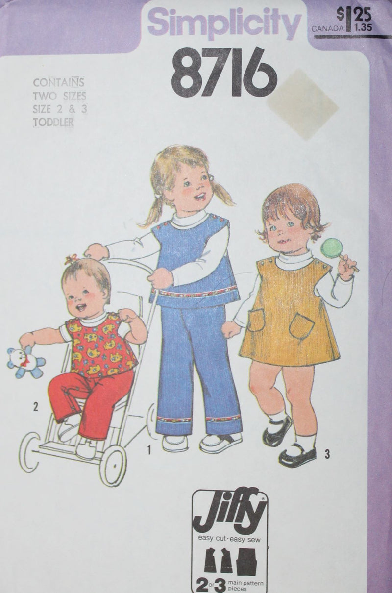 Simplicity 8716, Childrens Separates, Jumper, Uncut Sewing Pattern
