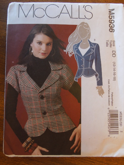 McCalls M5936, Misses, Jackets,Lined, Uncut Sewing Pattern