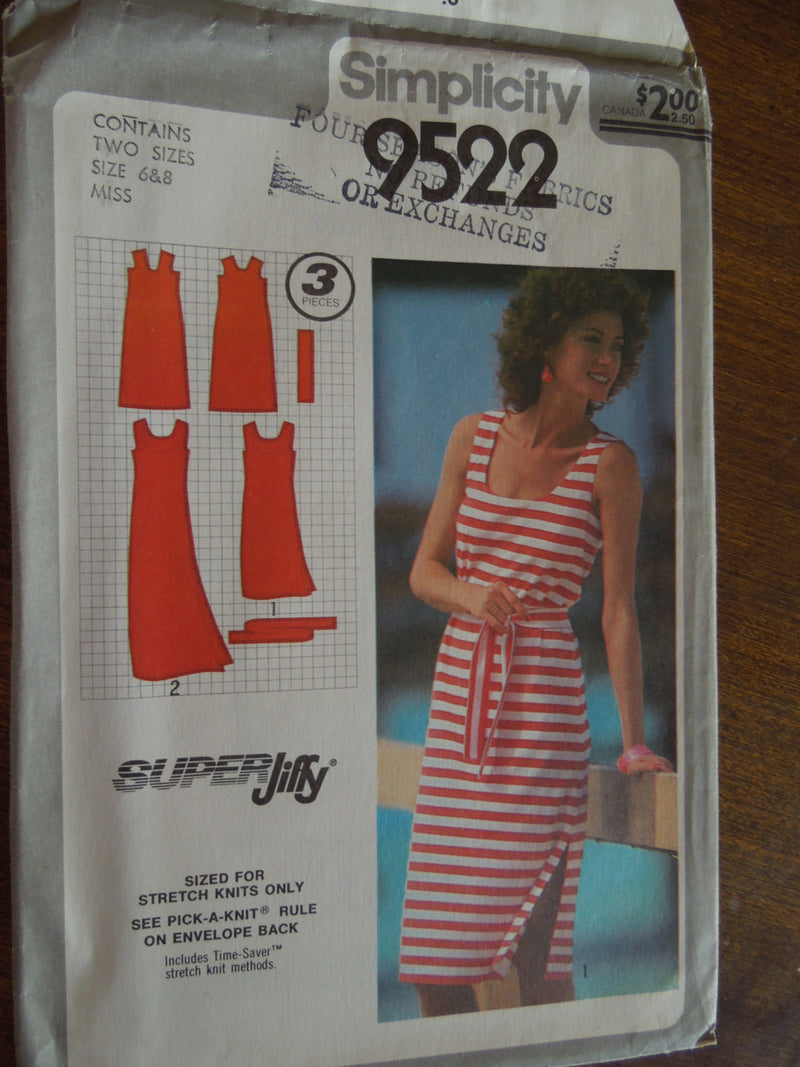 Simplicity 9522, Misses, Dresses, Knits, UNCUT sewing pattern,