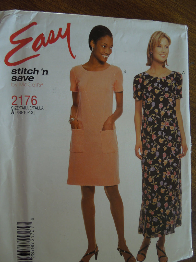 McCalls Stitch n save 2176,  Misses, Dresses, UNCUT sewing pattern,