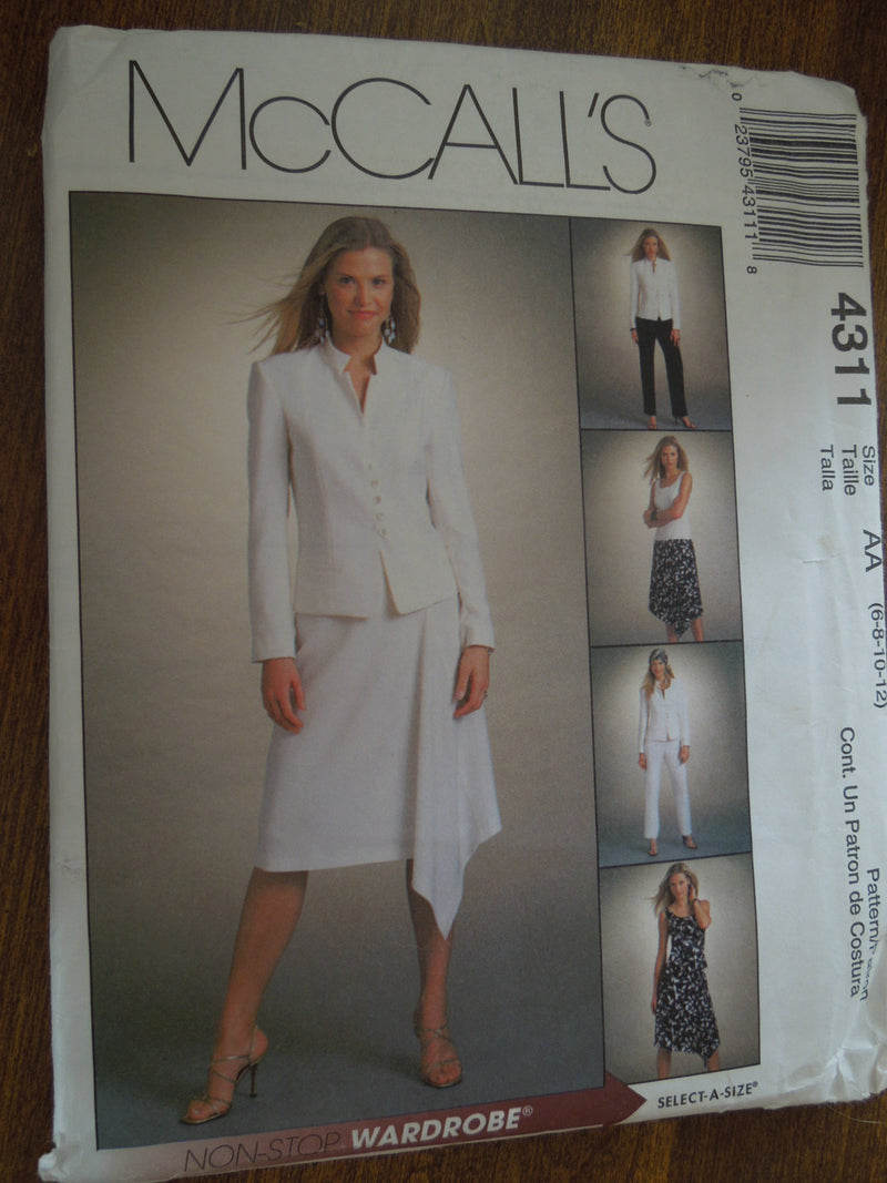 McCalls 4311, Misses, Separates, Lined, UNCUT sewing pattern,