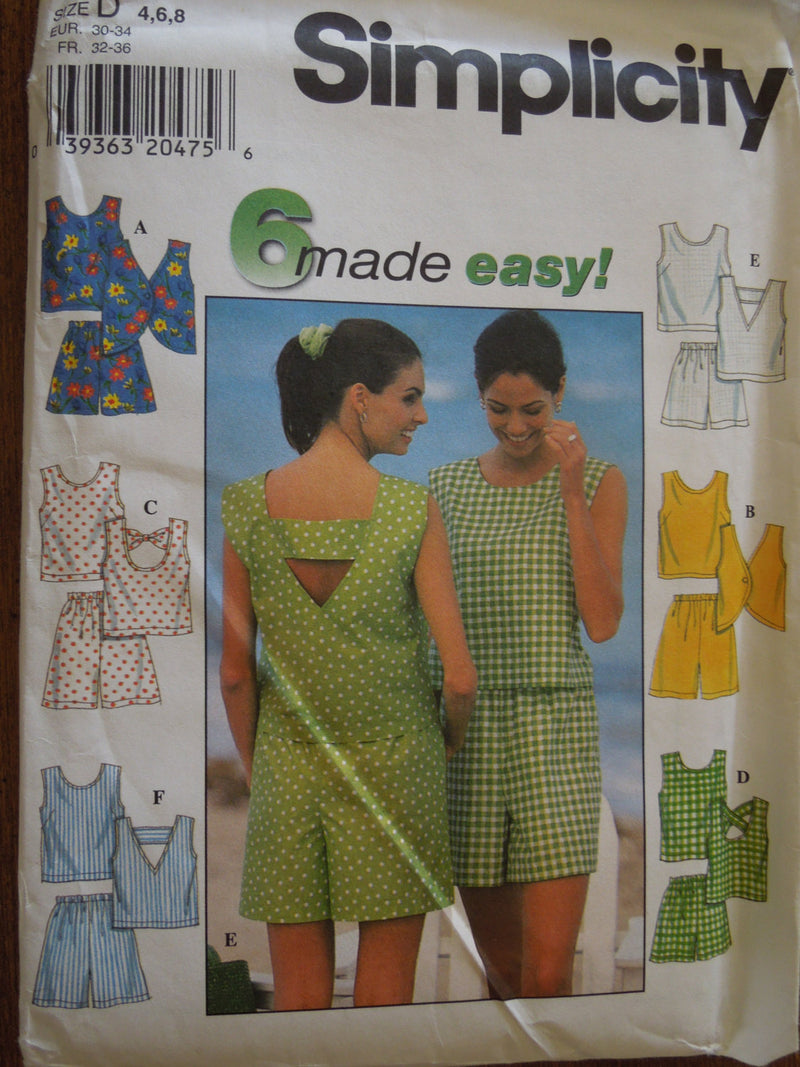 Simplicity 7700, Misses Tops, Shorts, UNCUT sewing pattern,