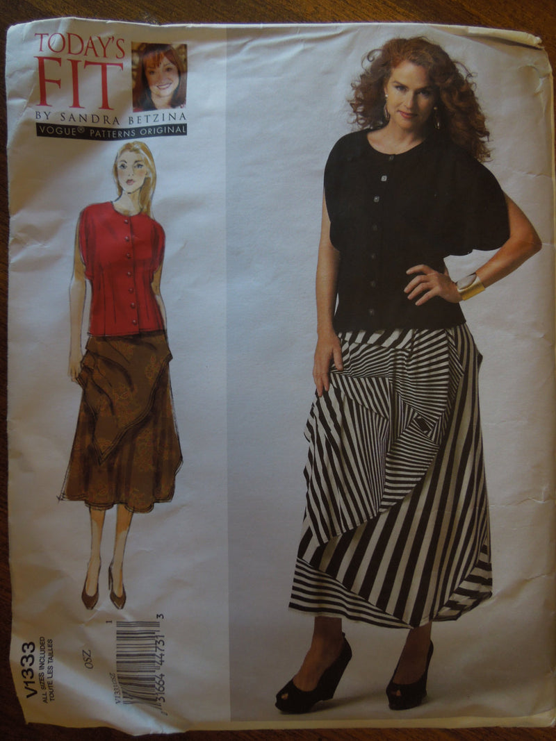 Vogue V1333, Misses, Blouse, Skirt, UNCUT sewing pattern,