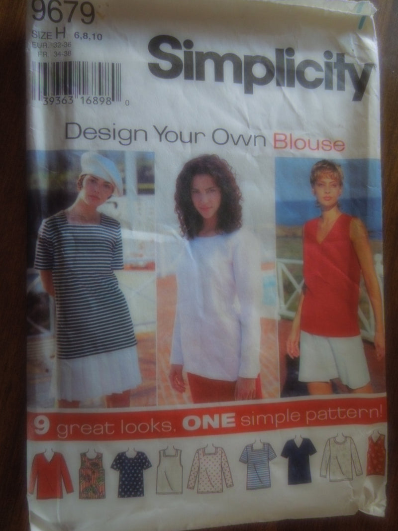 Simplicity 9679, Misses, Tops, Pullover Style, UNCUT sewing pattern,