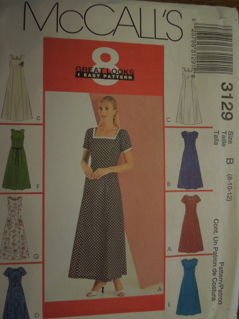 McCalls 3129, Misses, Dresses, Formals, Petite, Sz Varies,  UNCUT sewing pattern,