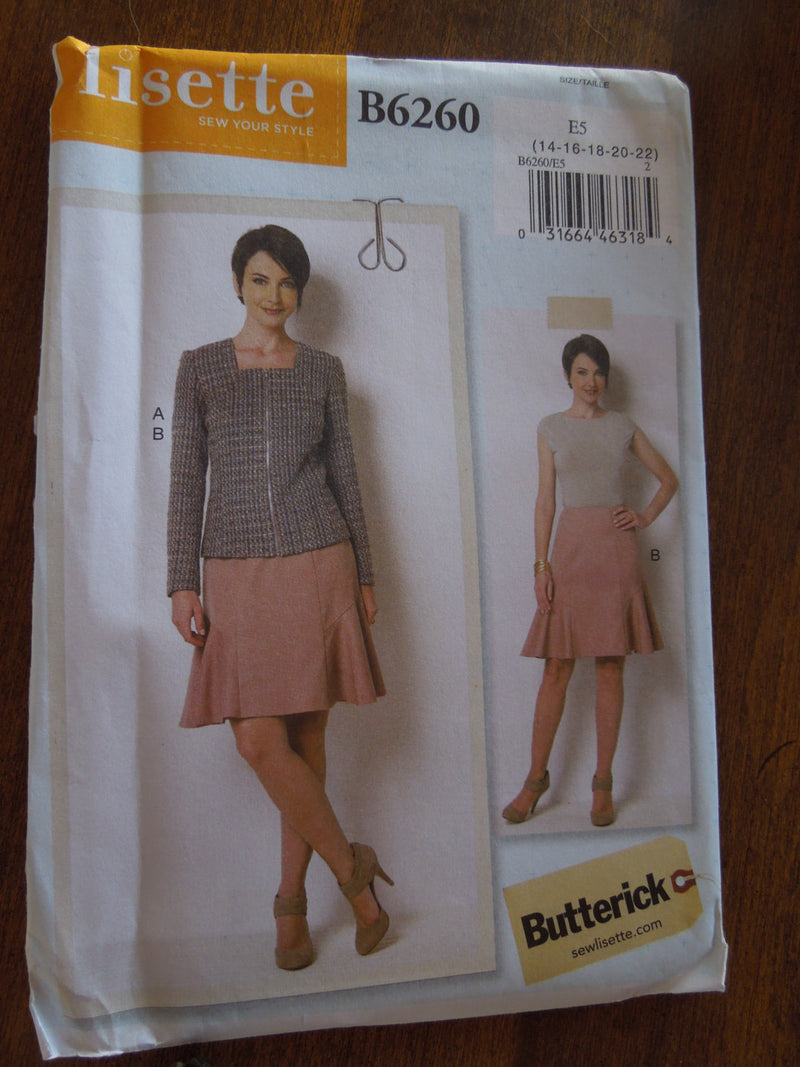 Butterick B6260,Lisette, Misses, Jackets, Skirts, UNCUT sewing pattern,