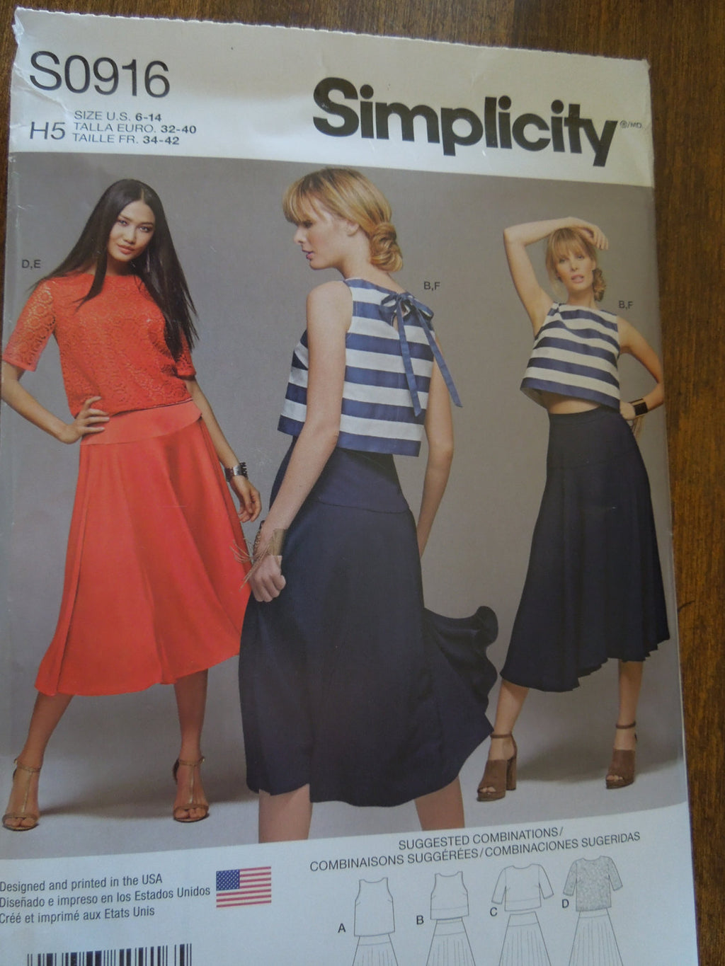 SIN JIページ Simplicity S0916, Misses, Tops, Skirts, Sizes 6-14, UNCUT sewing
