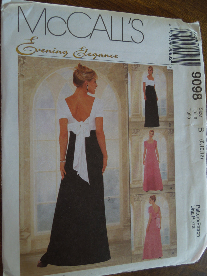 McCalls 9098, , Misses, Evening Wear, Formals,  Petite-able, UNCUT sewing pattern