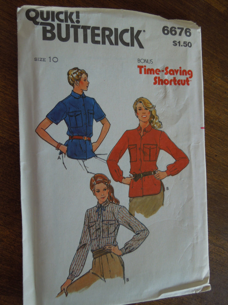Butterick 6676,  Misses, Blouses, UNCUT sewing pattern,