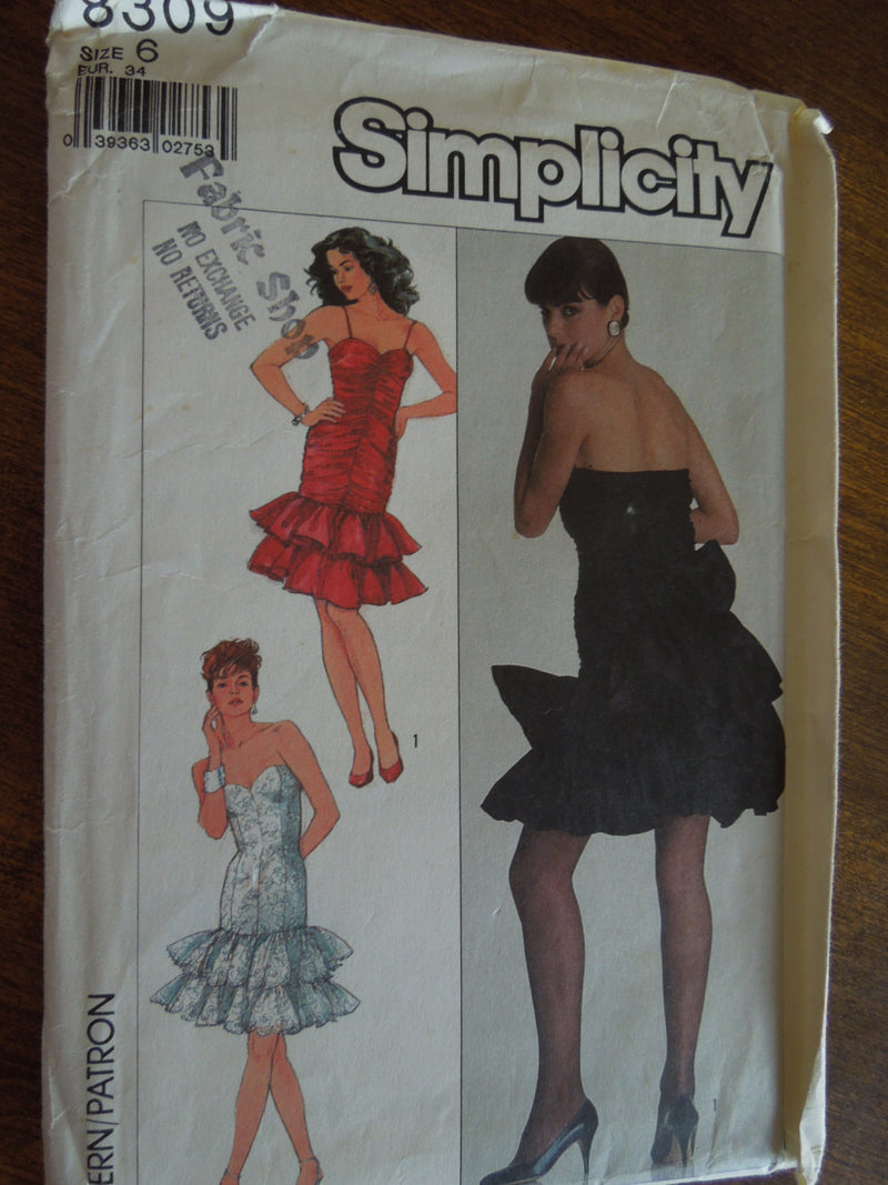 Simplicity 8309, Misses Dresses, Evening Wear, UNCUT sewing pattern, Sale