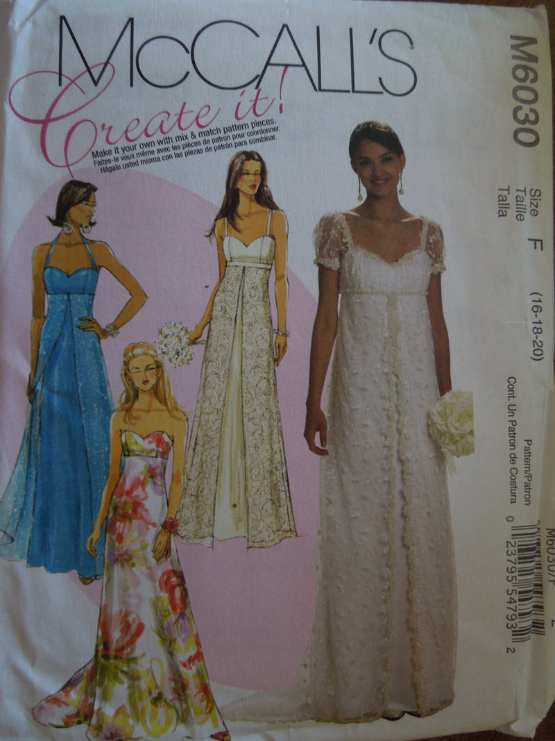 McCalls M6030, Misses, Wedding gowns, Evening Wear,UNCUT sewing pattern,