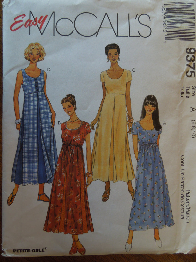 McCalls 9375, Misses Dresses, UNCUT sewing pattern,
