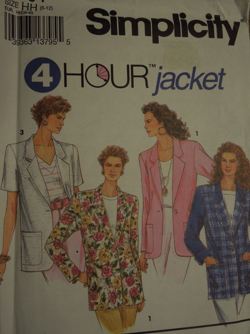 Simplicity 8301, Misses Jackets, Lined or Unlined, UNCUT sewing pattern,