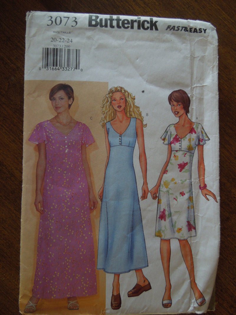 Butterick 3073, Misses, Dresses, UNCUT sewing pattern