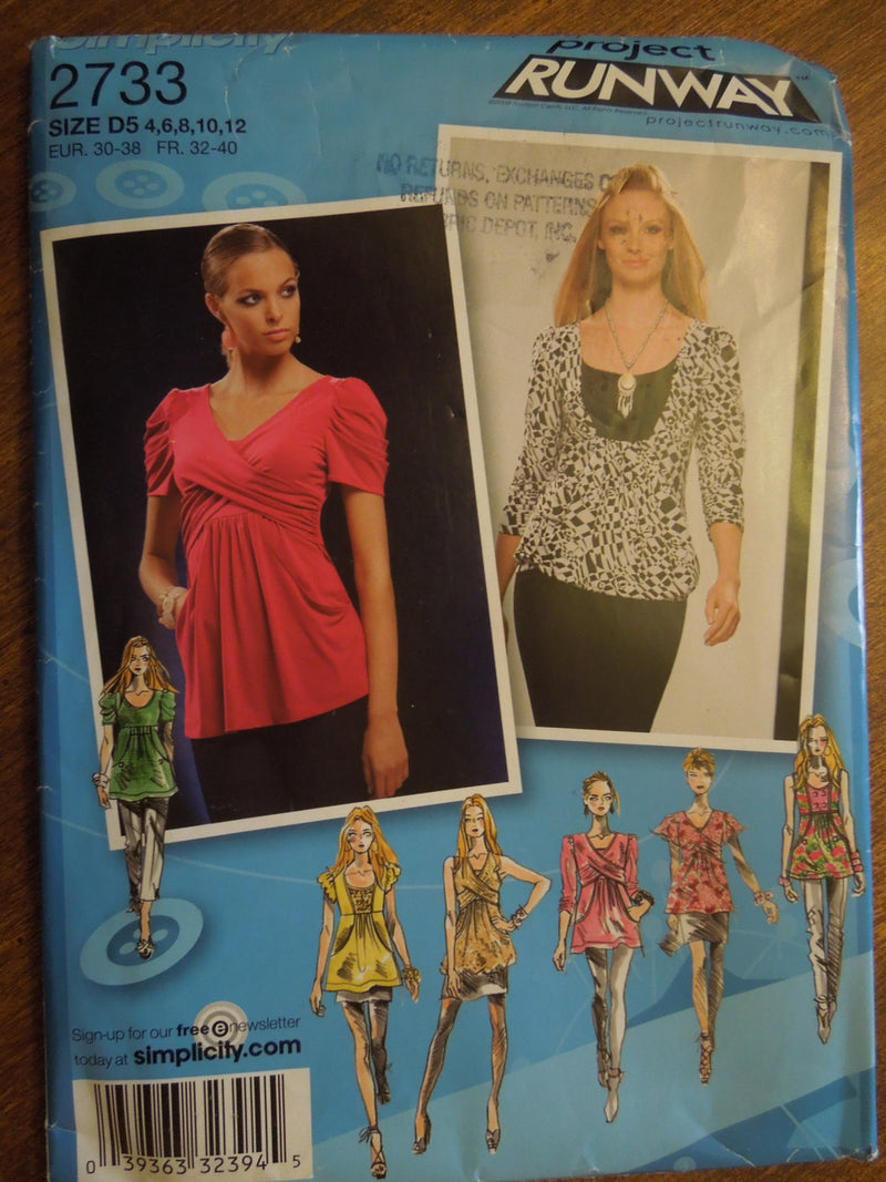 Simplicity 2733, Misses, Knit Tops, UNCUT sewing pattern,