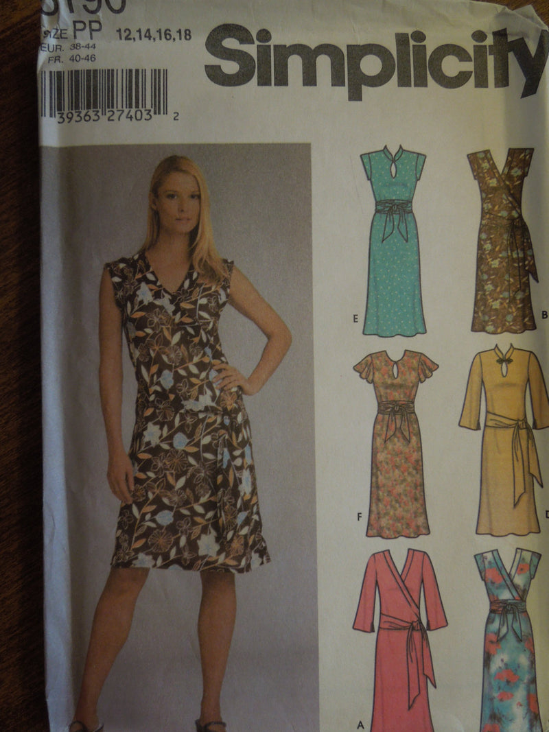 Simplicity 5190, Misses, Dresses, Bias and Pullover, Sizes vary, petite, UNCUT sewing pattern,