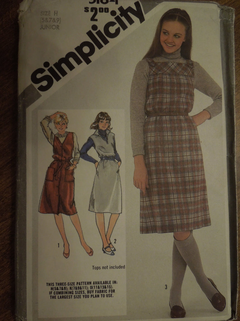 Simplicity 5184, Girls, Jumpers, Dresses, UNCUT sewing pattern,