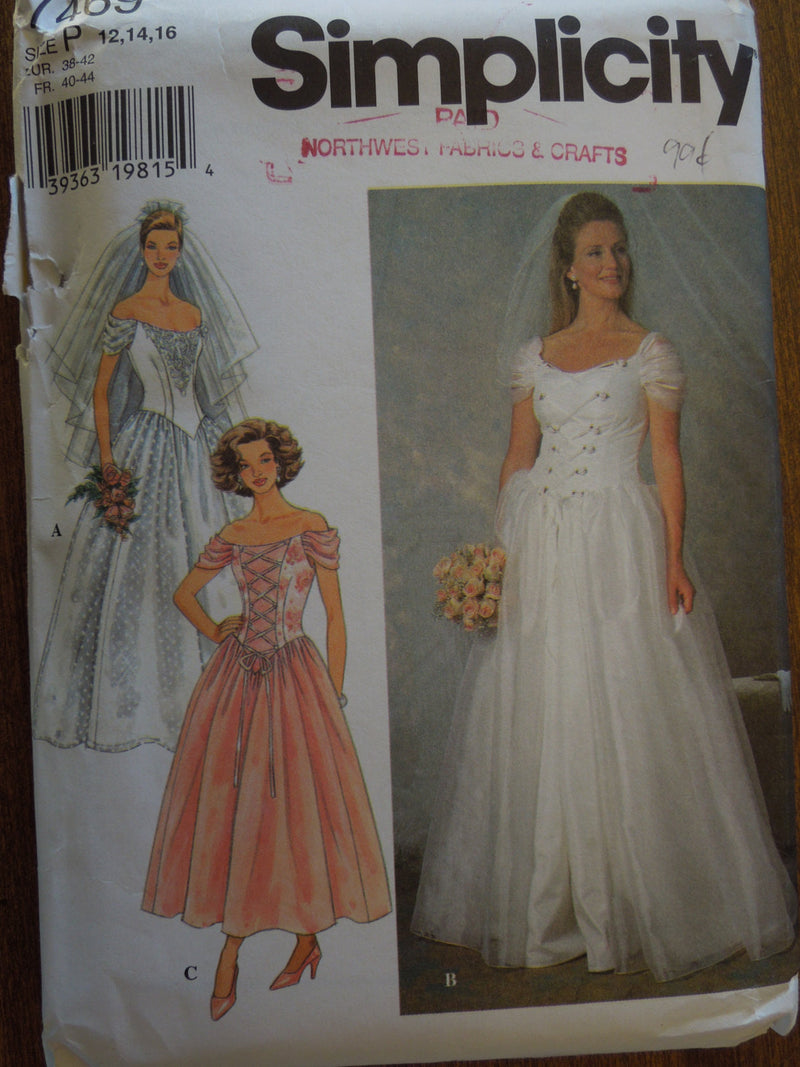 Simplicity 7469,  Misses Wedding Gown, Bridal Dresses, UNCUT sewing pattern,