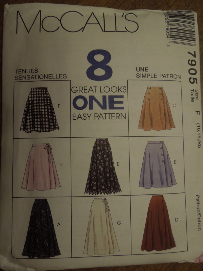McCalls 7905, Misses, Skirts, Wrap Skirts, UNCUT sewing pattern,