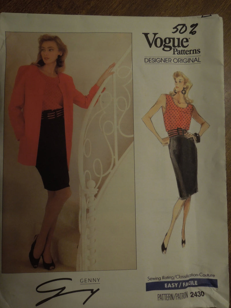 Vogue 2430, Misses, Separates, Skirts,  sizes 8-12, UNCUT sewing pattern,