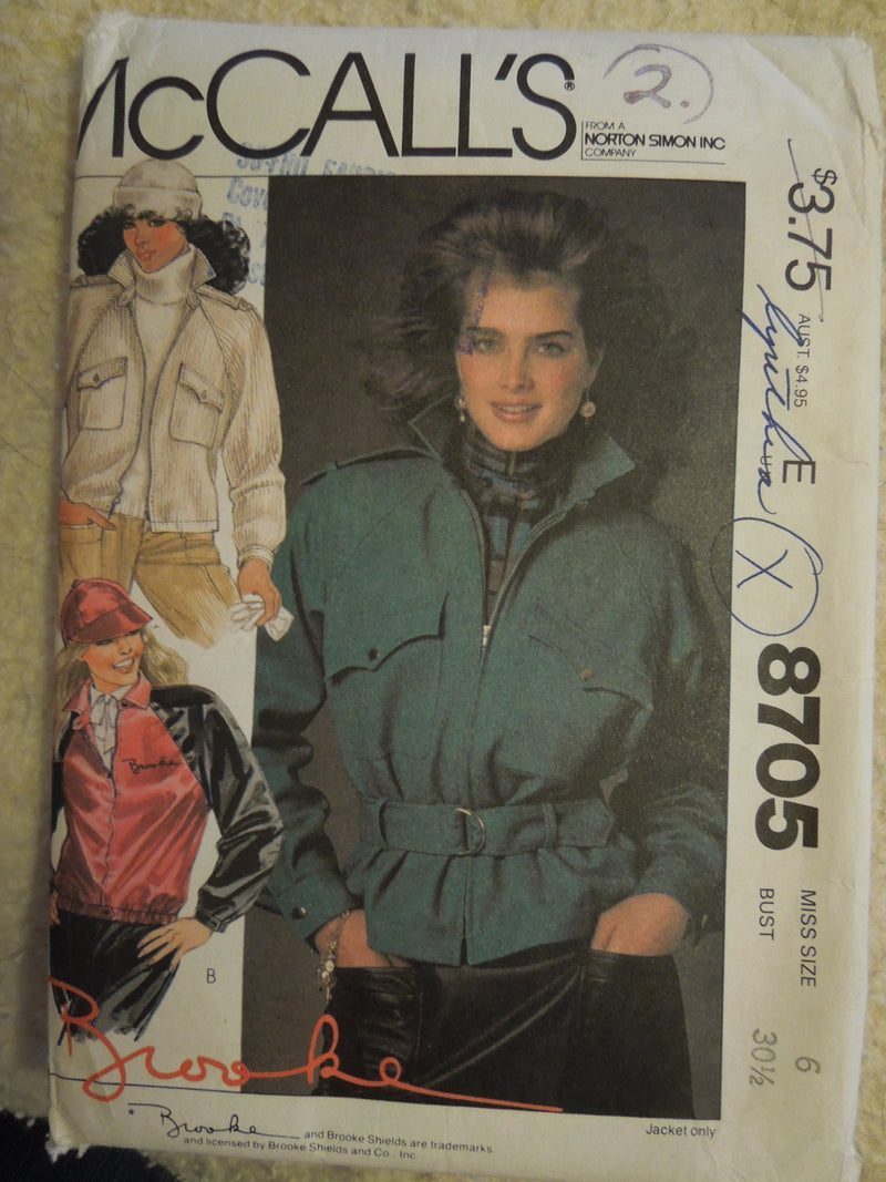 McCalls 8705, Misses, Jackets, Lined, Size 6, UNCUT sewing pattern,