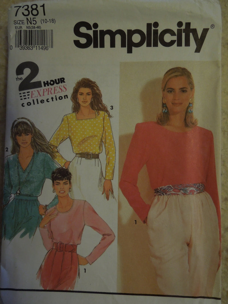 Simplicity 7381,  Misses Blouses, Shirts, UNCUT sewing pattern,