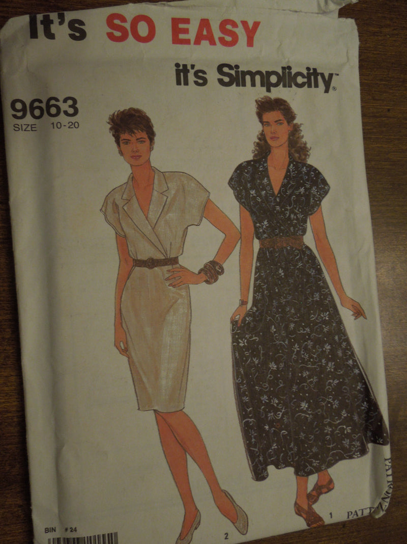 Simplicity 9663, Misses, Dresses, UNCUT sewing pattern,