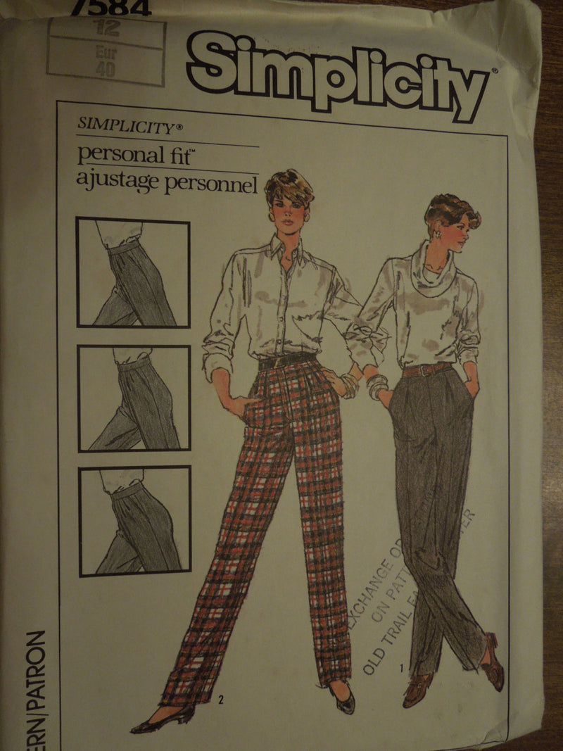 Simplicity 7584, Misses Pants, UNCUT sewing pattern