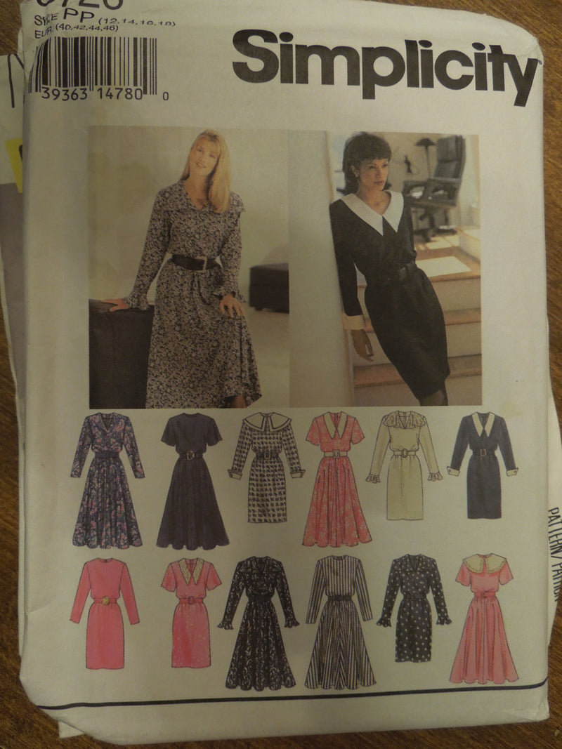Simplicity 8726, Misses, Dresses, with slim or flared skirt, Petite, UNCUT sewing pattern,
