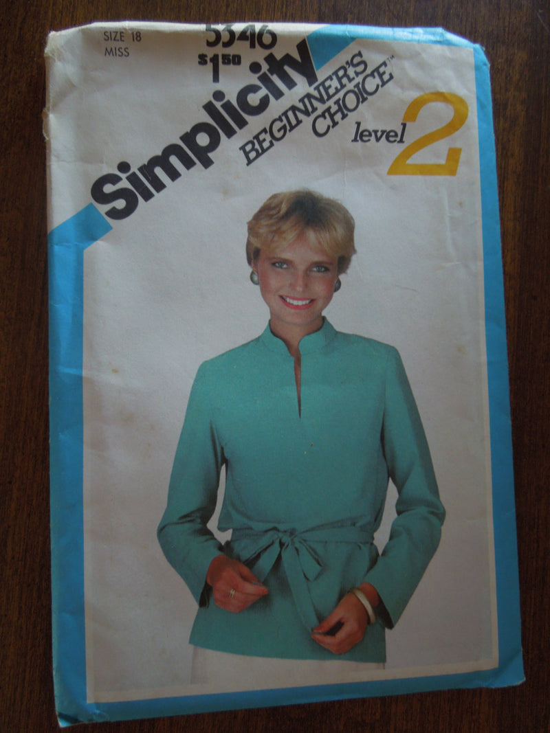 Simplicity5346, size 18, shirts, tops, UNCUT sewing pattern, misses, womens