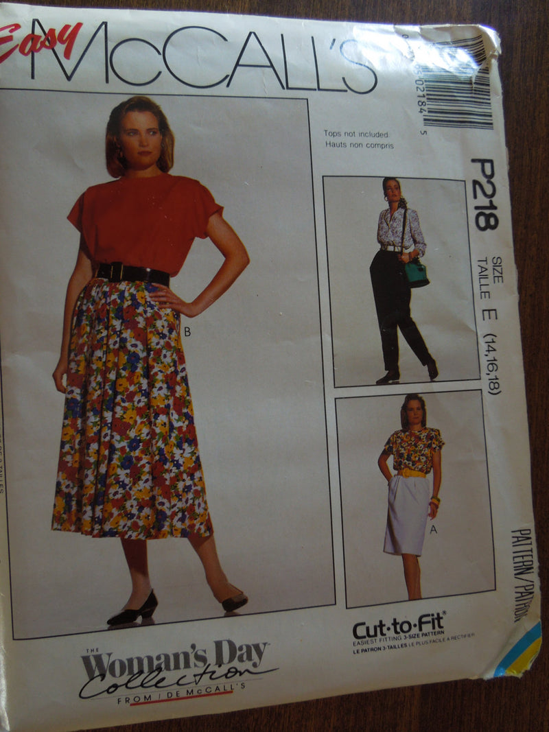 McCalls P218, Misses, Skirts, Pants, UNCUT sewing pattern,