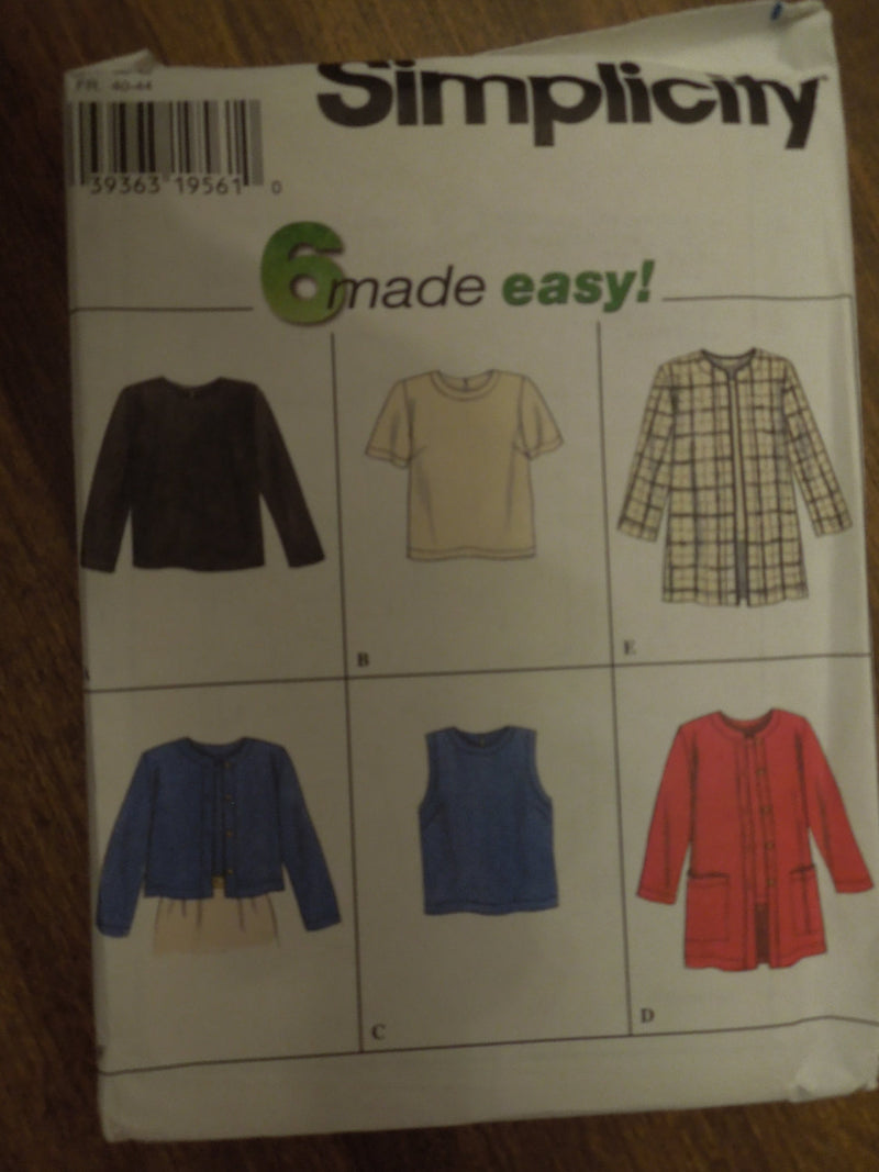 Simplicity 7381, Misses Jackets and Pullover Tops, UNCUT sewing pattern,
