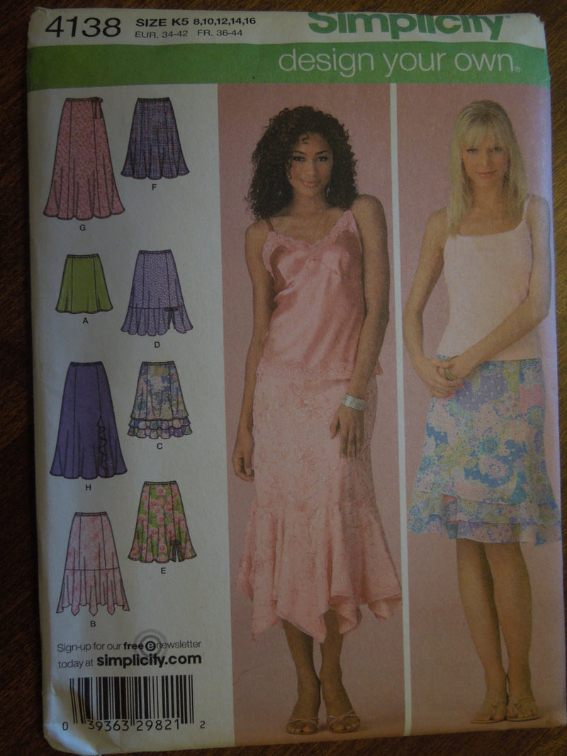 Simplicity 4138,Misses Skirts,  UNCUT sewing pattern,