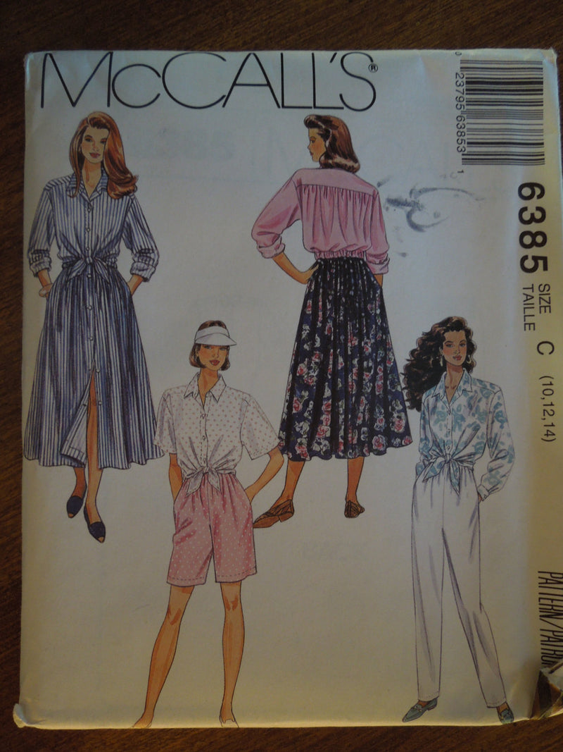 McCalls 6385, misses, shirts,skirts, separates, UNCUT sewing pattern,